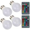 4pcs E27 RGB LED Light Bulbs Colorful Decorating Lamp with 2 Remote Controls 3W AC85‑265V