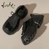 Small Leather Shoes Fashion Cool 2024 New Thick Sole Increase Pumps Chain Accessories Retro Versatile Single Shoes Female Autumn