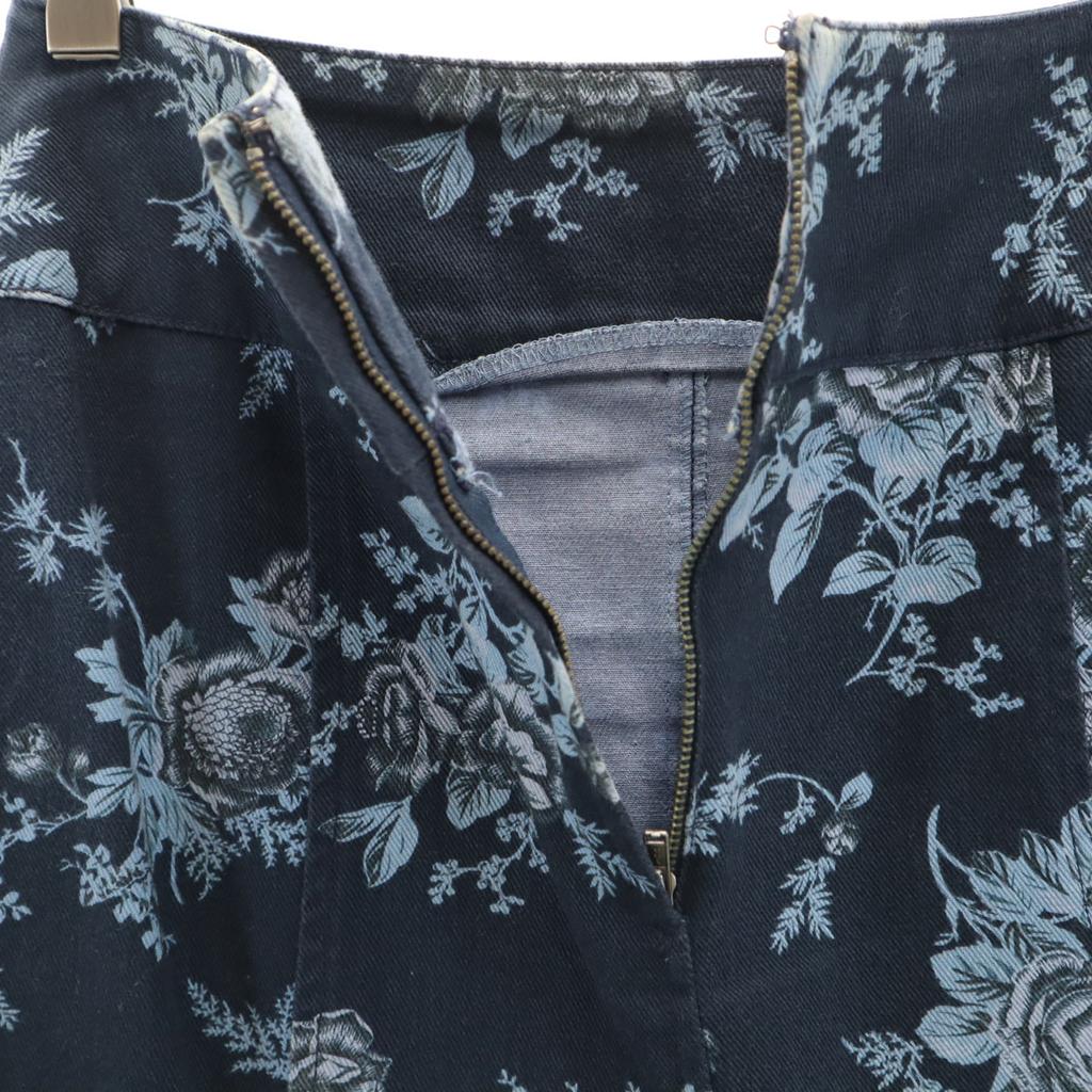 Laura Ashley Floral Knee Length Skirt 7 Navy Women Used