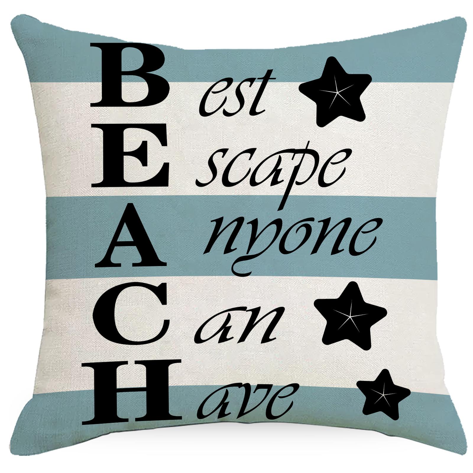 

Новая летняя наволочка синяя в полоску с буквенным льняным принтом подушка диван автомобиль 45 * 45Cm without pillow core