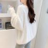 Women's Faux Mink V-Neck Pullover Sweater