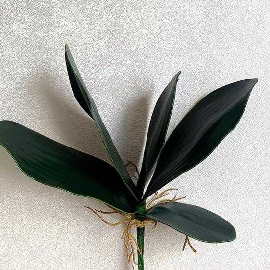 Artificial Green Phalaenopsis Leaves Faux Orchid Leaves Stem Real Touch Green Plant for Flower Arrangement Garden Bonsai Decor