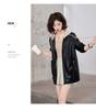 2024 Autumn Women's Fashion Detachable Hooded Knitted Leather Jacket WA8602