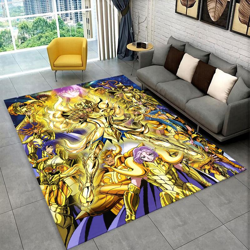 Retro Saint Seiya Anime Kreskówkowy Dywanik do Pokoju Zabaw Sypialni Salonu Kanapy Wystroju Domu, Dywanik dla Dzieci Mata Podłogowa Antypoślizgowa
