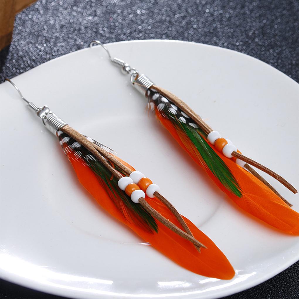 Feathers Earrings Long Ear Drop Ornament Bohemian Pendants Plume Pendant Dangling Earring Dangler for Dress Adornment