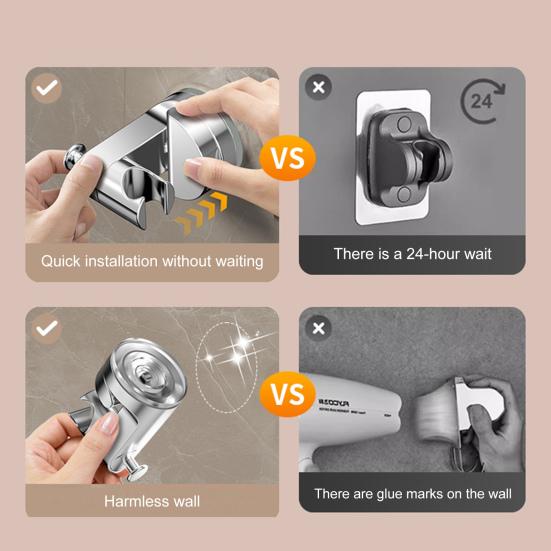 Shower Base Bracket with Hook Design Strong Adhesive Waterproof Handheld Shower Base Holder Replacement
