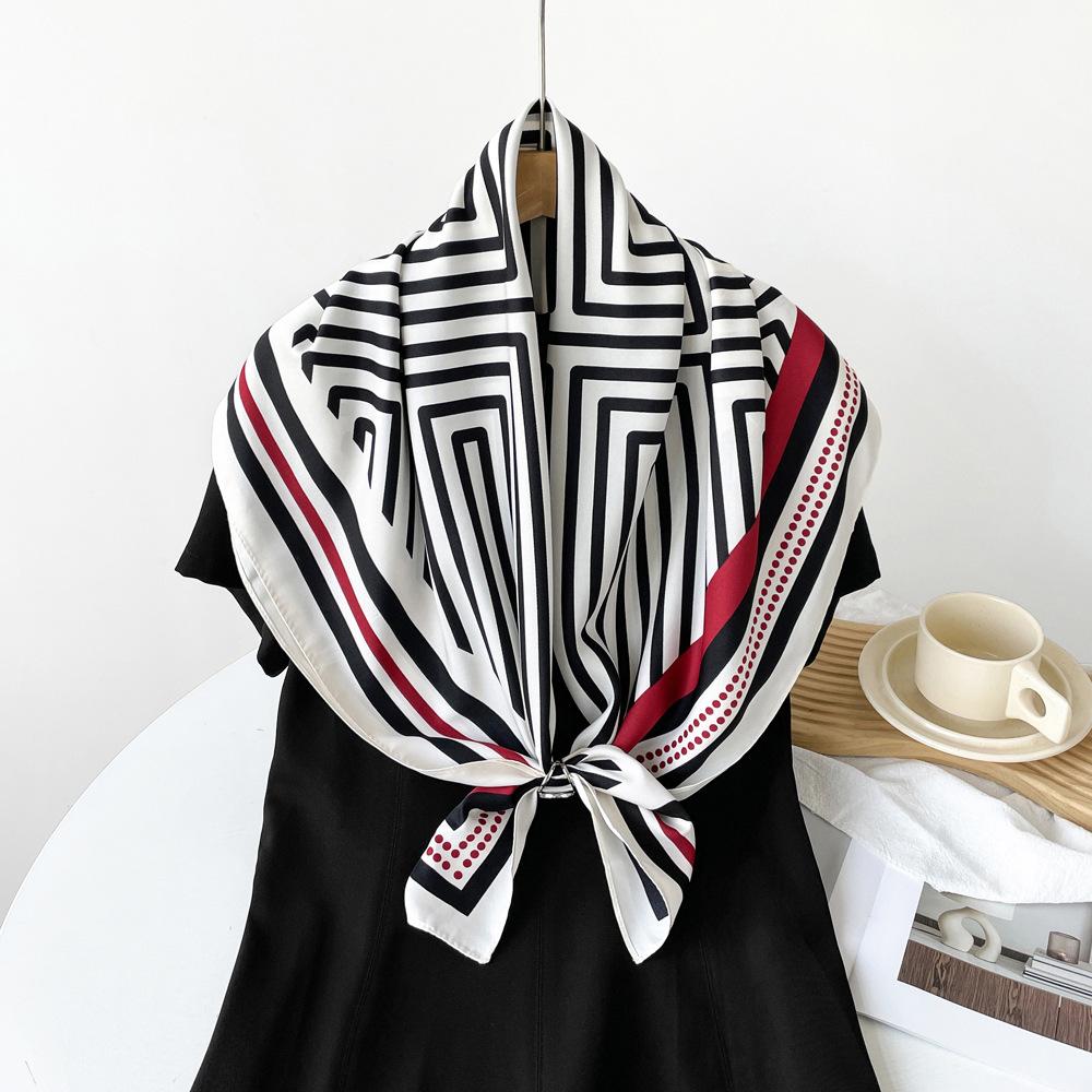 New Scarf Striped Summer Thin Shawl Light Breathable Sunscreen Shawl Twill Square