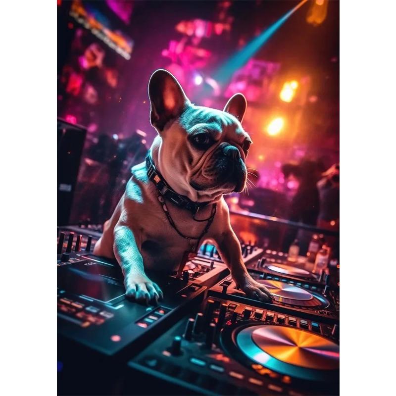 Pop Art Colorful Neon Animals DJ Music Poster Aesthetic Capybara Cat Dog Panda Rabbit Canvas Print Wall Art Mural Room Decor