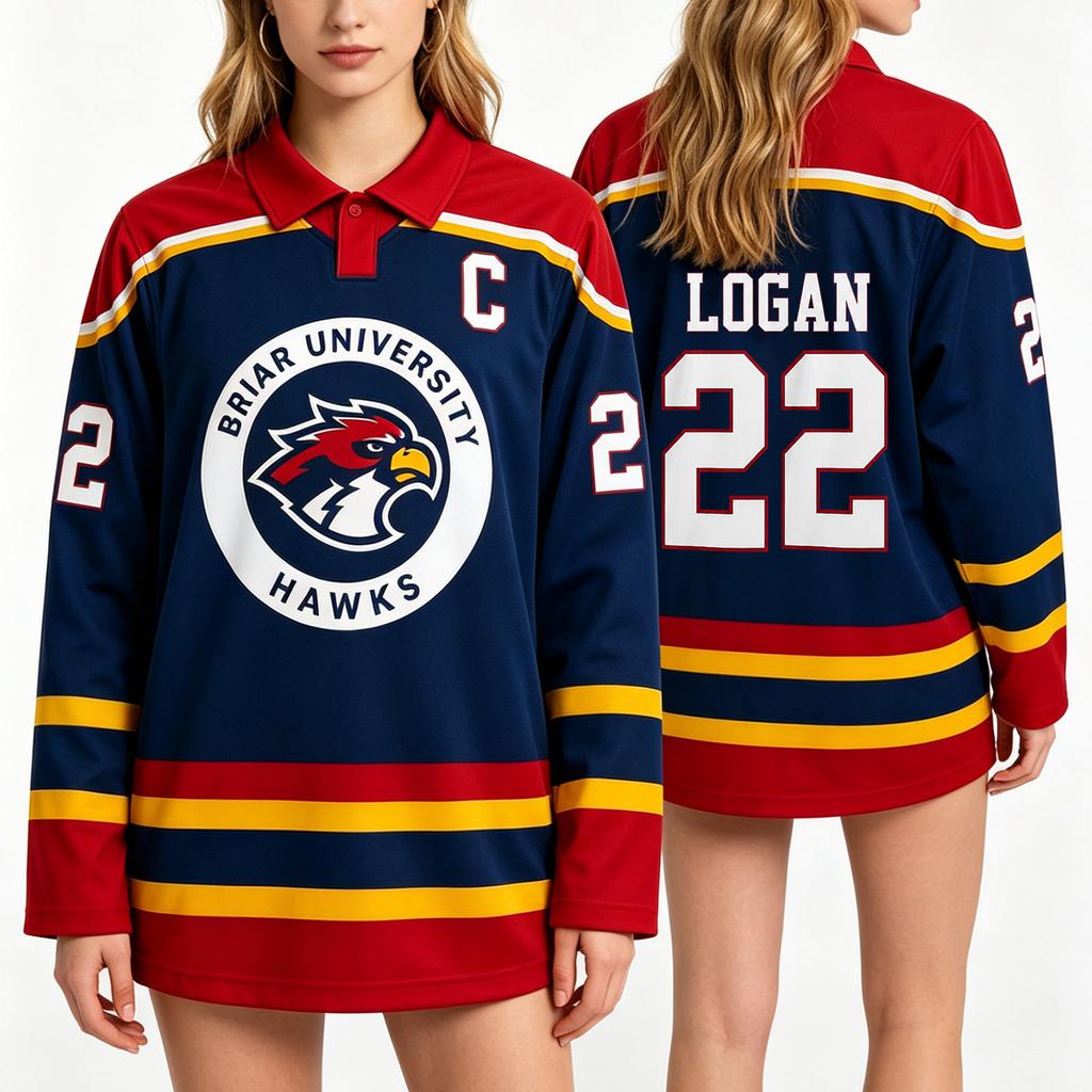 Men's Long Sleeve Hockey Jersey Mesh Fabric Casual Fit Printed Number and Letter Design Lightweight Breathable Sports Shirt