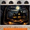 2D Flat Background Cloth 1 Piece, Pumpkin Lantern Illuminating the Dark Forest Background Cloth