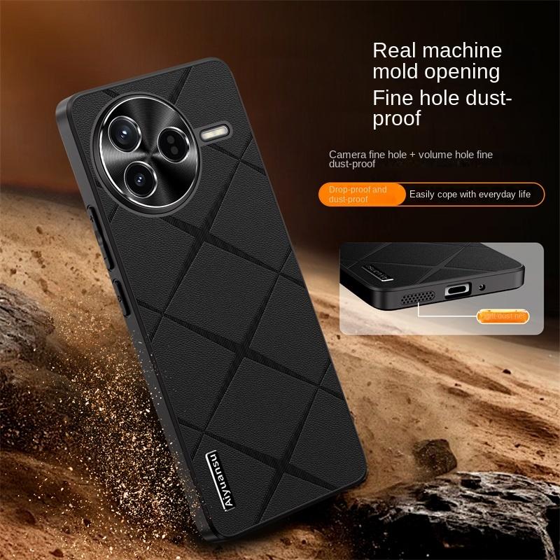 For Redmi K80 K80 Pro High-luxury Vegan Leather Metal Lens Protection Anti-drop and Anti-fingerprint Phone Case