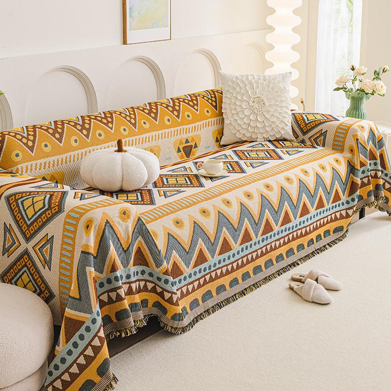 Vintage Chenille Sofa Towel Jacquard Four Seasons Universal Sofa Blanket One Piece Tassel Edge Sofa Towel Inclusive Cover Cloth