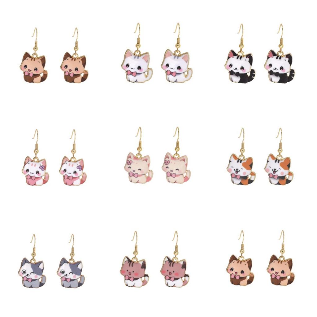 Fun Cartoon Cute Kitten Earrings, Creative Simple Earrings Animal Earrings