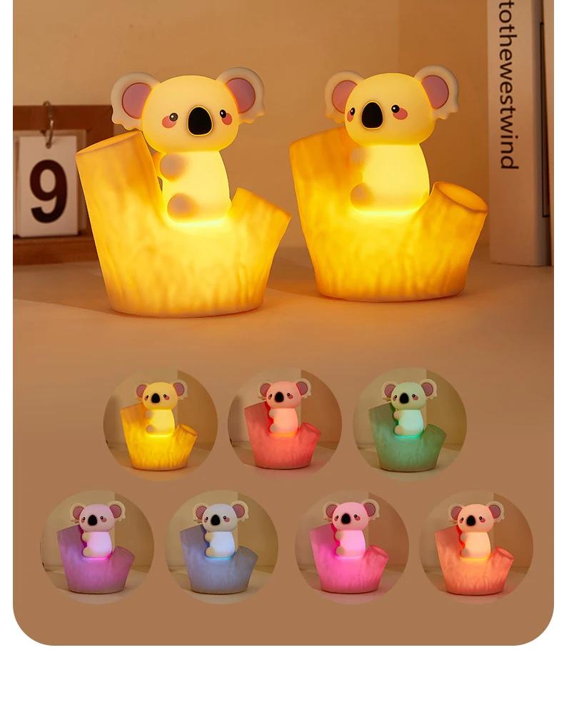 Nová Koala Paiping Lehká USB Nabíjení Druhá Úroveň Stmívání Časovač Barevný Gradient Kreslená Koala Silikonové Světlo Vánoce