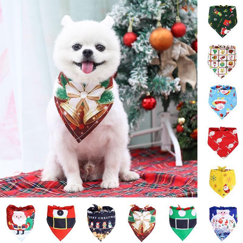 Charming Christmas Dog Bandana Reversible Triangle Bibs Scarf For Large Pets