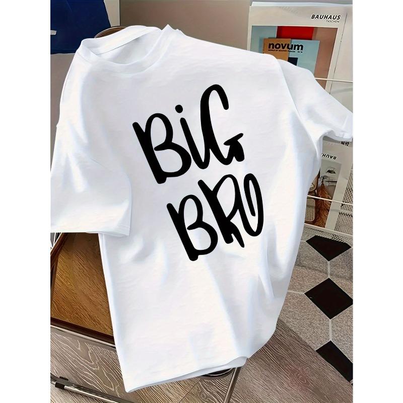 European sizes Children Big Brother Exclusive T-Shirt - Casual Short Sleeve, with Letter Print, Perfect for Summer, Casual Wear, Casual Attire