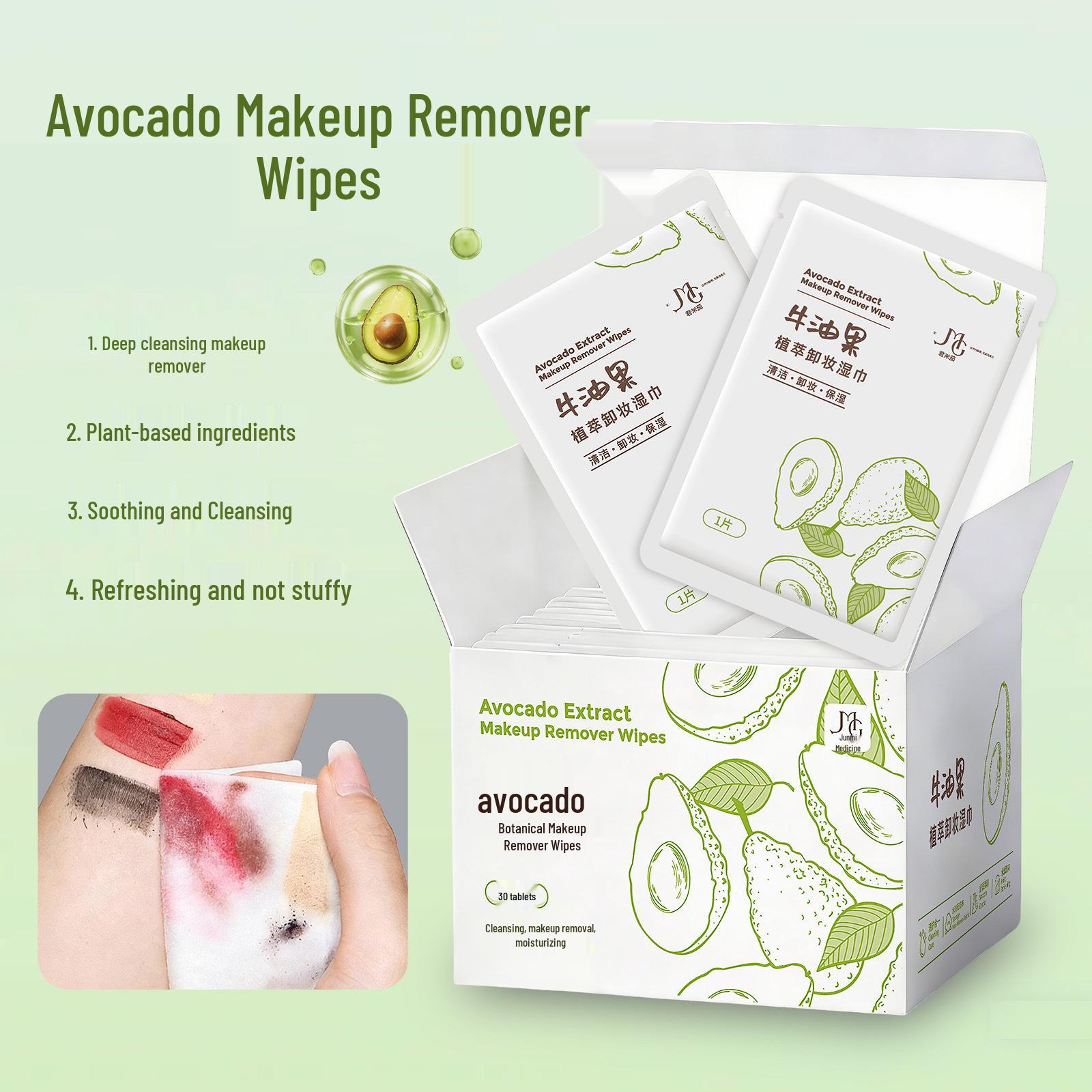Avocado Makeup Remover Wipes: Travel-Friendly, Disposable, No-Rinse Face Cleansing Wipes