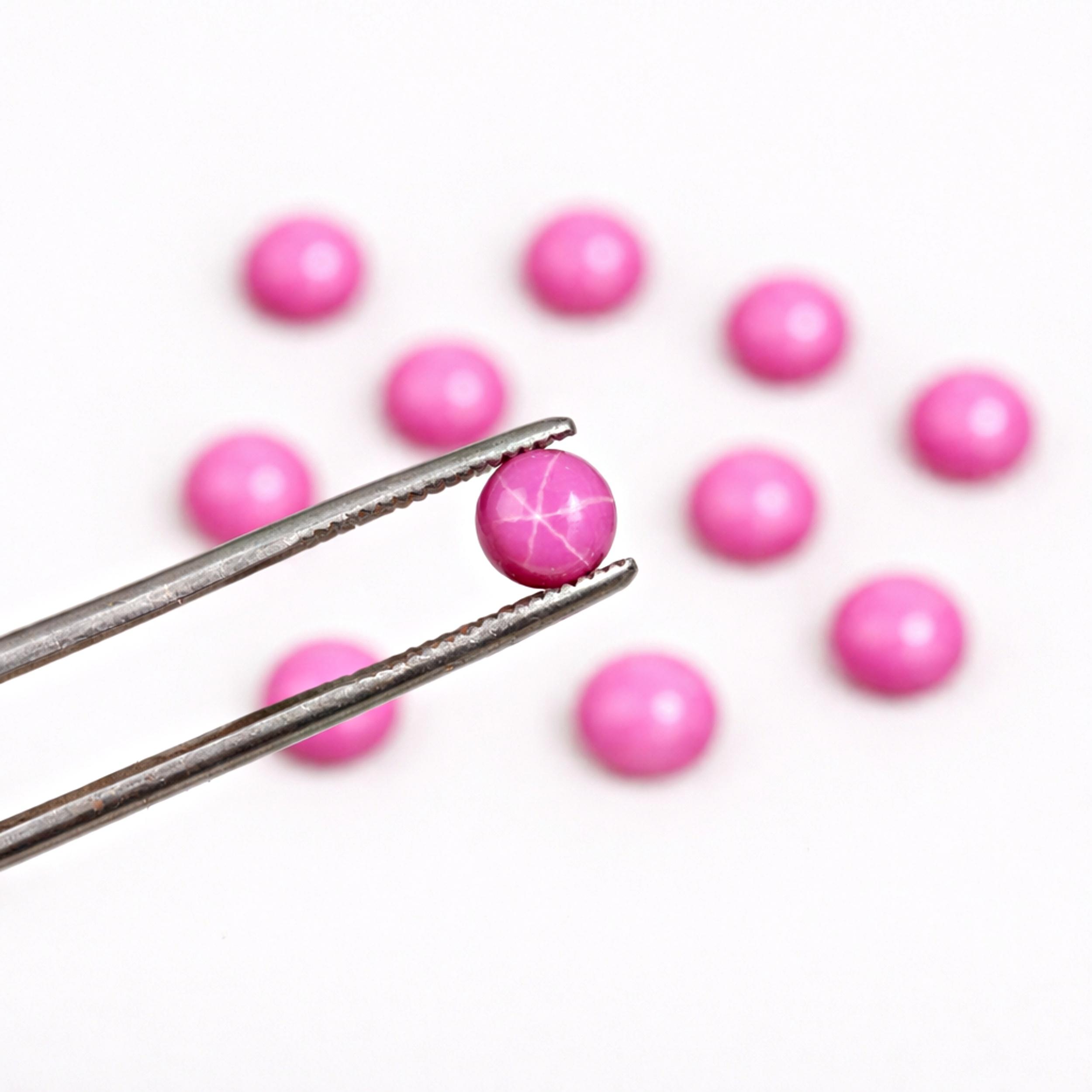 

Pink Star Sapphire Cabochon Lot 8x8mm Round – Natural Star Sapphire Gemstone for Jewelry Making 1 Piece