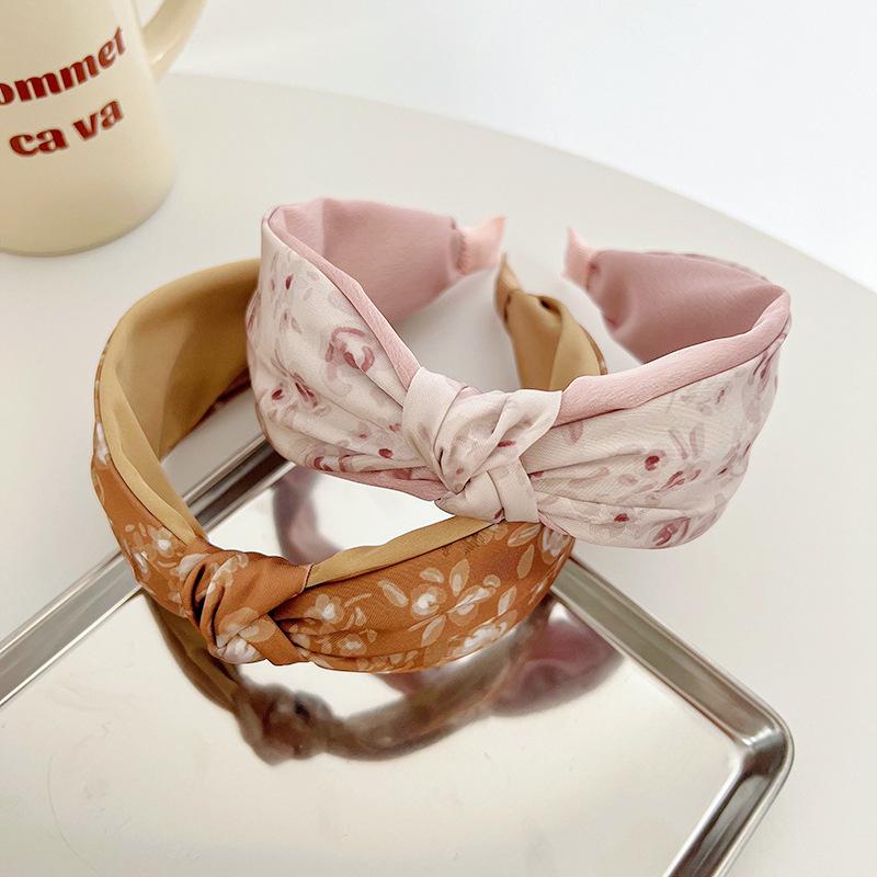 Women Girls Silk Satin Tiedye Flower Knot Hairband Headband Adult Hair Accessories Hair Jewley