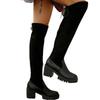 Slimming Over The Knee Boots Women's 2025 Winter New Thick-heeled Plus-size Round Toe High Heel Boots