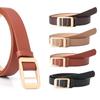 Thin Golden Buckles Waist Belt Flexible Synthetic Leather Strap For Coats And Trousers