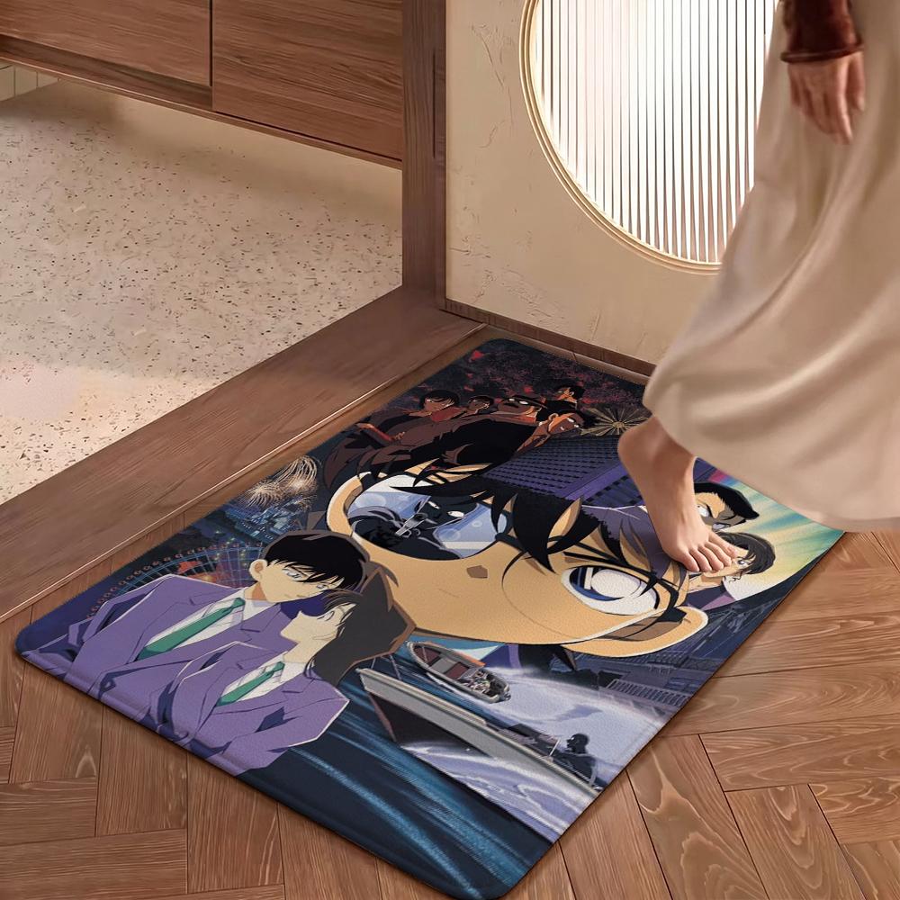 Detective Conan Mystery Adventure Theme Rug Absorbent Nonslip Carpet For Living Room Coffee Table Home Party Decor Gift For Friends
