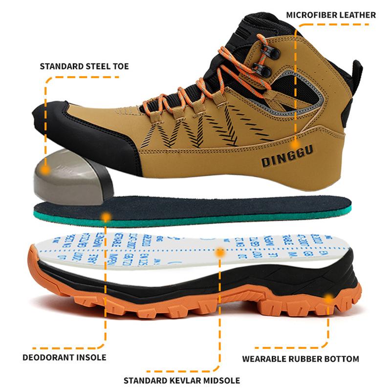 High-top Men Work Boots Steel Toe Shoes Puncture-Proof Safety Boot Protection Shoes Security Indestructible Shoes Wear-resistant