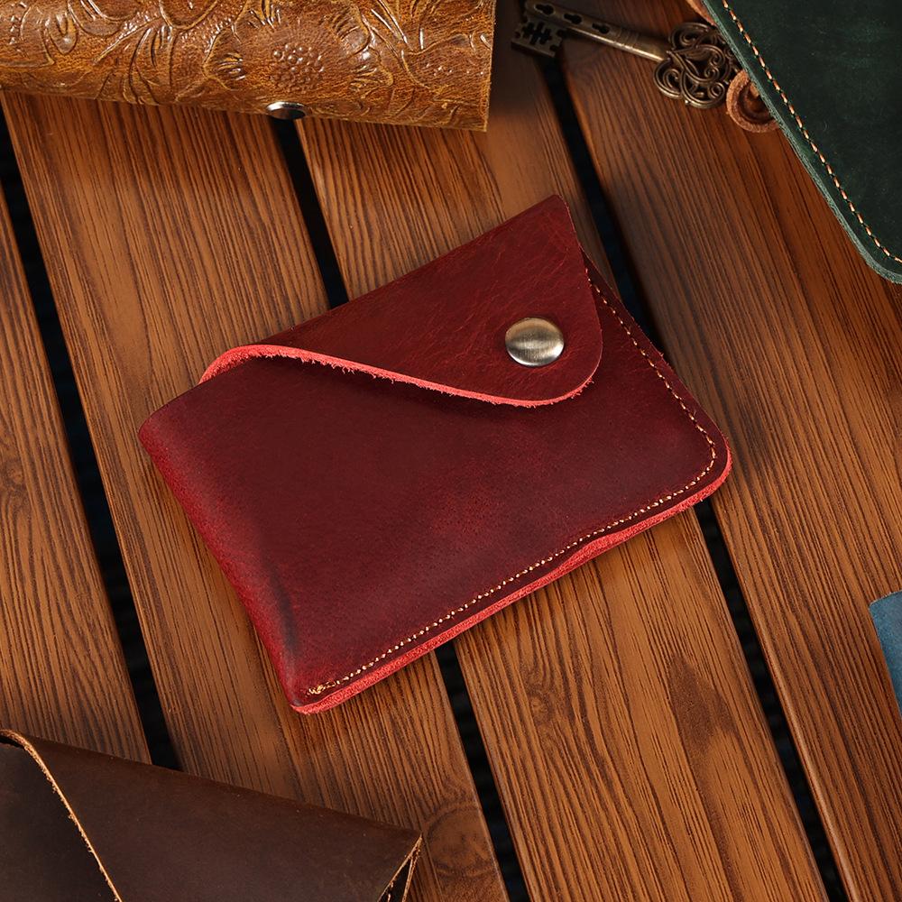 Oyir Men'S Genuine Leather Card Case, Large Capacity Bank Card, Driver'S License Wallet, Retro Men'S Hidden Buckle Clutch Bag