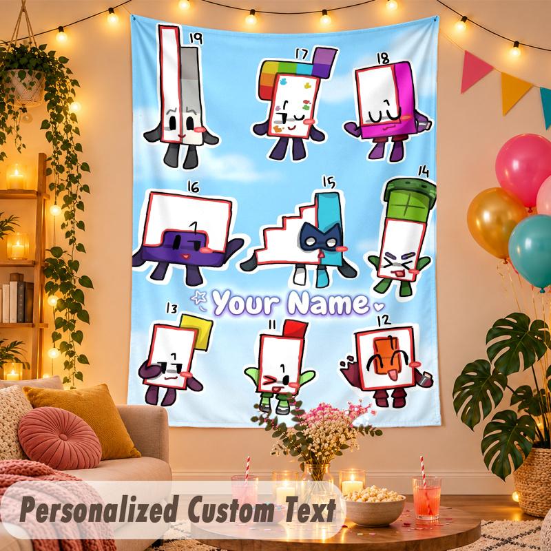 Arazzo da Parete Personalizzato Numberblocks Testo con Nome Personalizzato Poliestere Decorazione da Appendere Casa Stanza