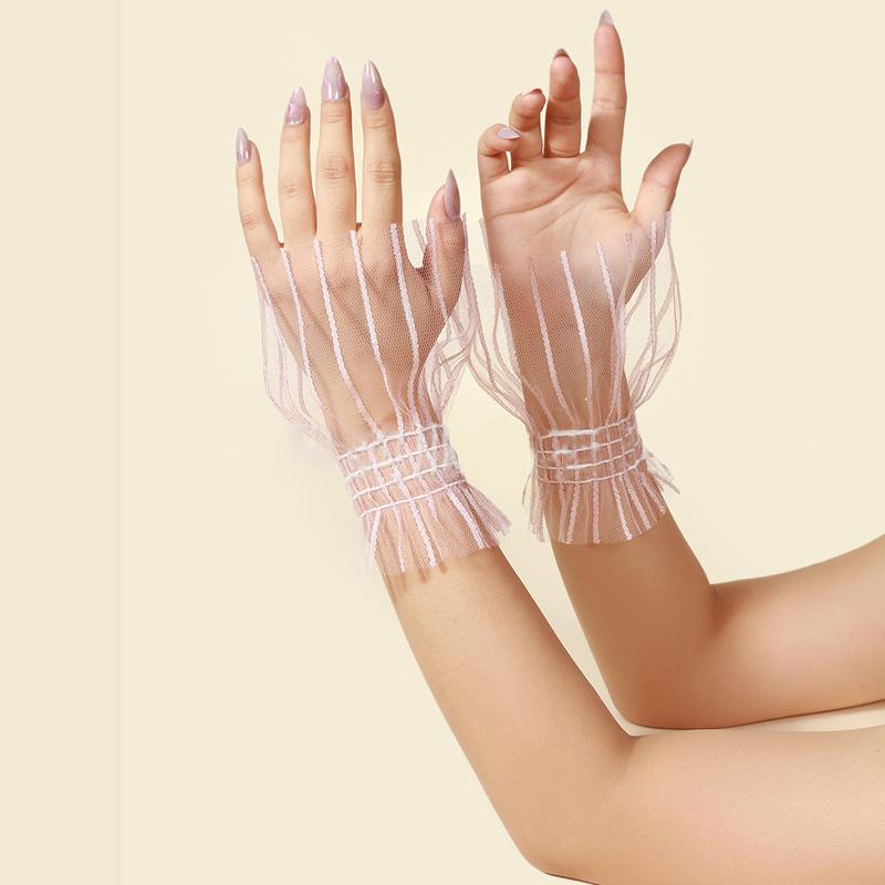 Perfect Match Mesh Decoration Fake Sleeves Removable Stretchy Fabric Wrist Flared Cuffs Sweater Ornaments Party Dresses Accessories