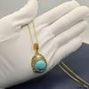 Natural turquoise pearl earrings three-piece set niche design high-end inlaid rough stone necklace jewelry set women