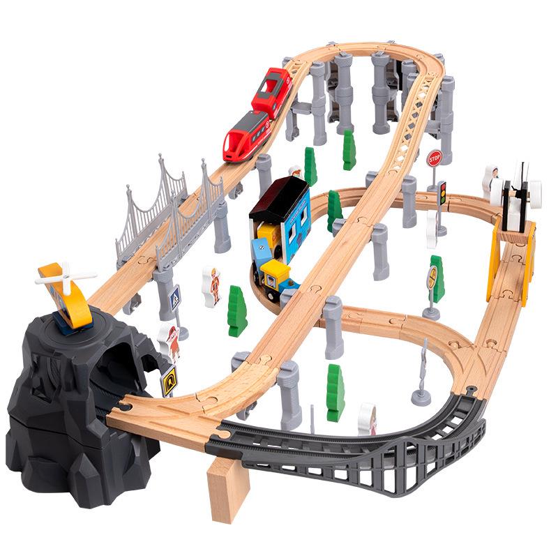 Children's Wooden Electric Train Set with Track - Interactive Educational Toy
