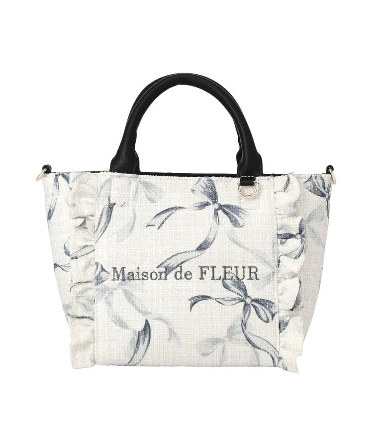 

Maison de FLEUR Tweed Ribbon Print 2-Way Bag S Black F Handbag 08001143000