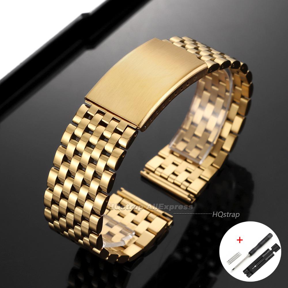 Premium Stainless Steel Watch Strap 20mm 22mm Universal Bracelet Metal Folding Buckle Business Replacement Wristband Accessories