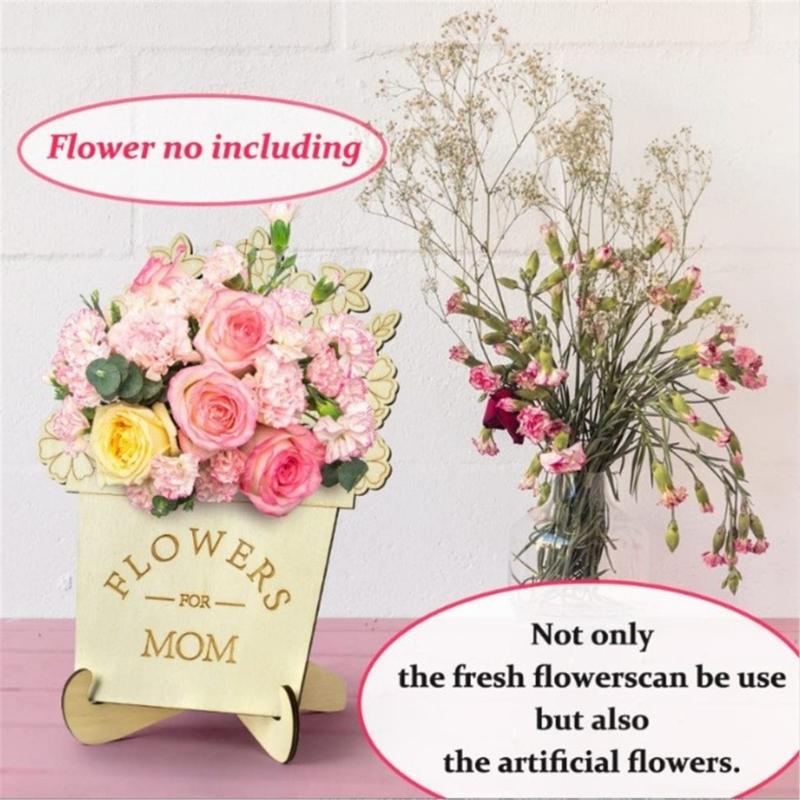 Mothers Day Flower Holder Removable Wood Table Ornament Flower Stands Party Table Decorations Gift for Mother