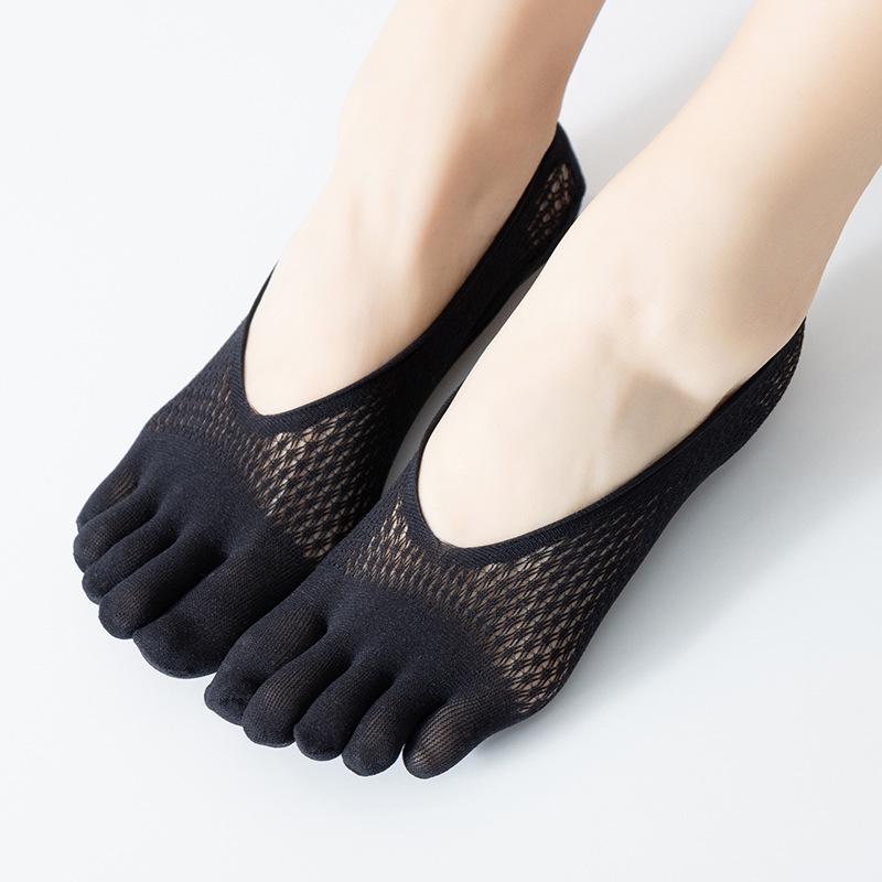 Velvet Women's Breathable Mesh Low-Cut Five-Finger Lace Socks
