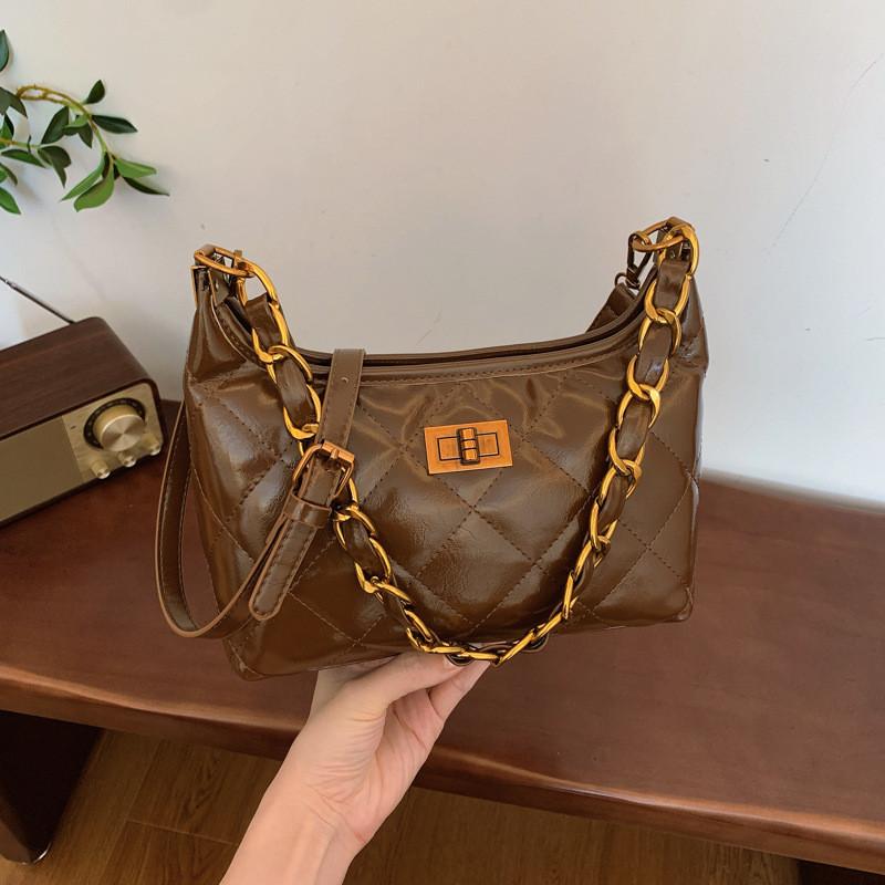 Ielgy Diamond Chain Underarm Bag Trendy Line High-End Texture One-Shoulder Messenger Bag