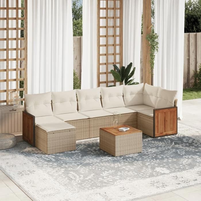 Salon de jardin - vidaXL - 8 pcs - Résine tressée - Coussins amovibles - Conception modulaire