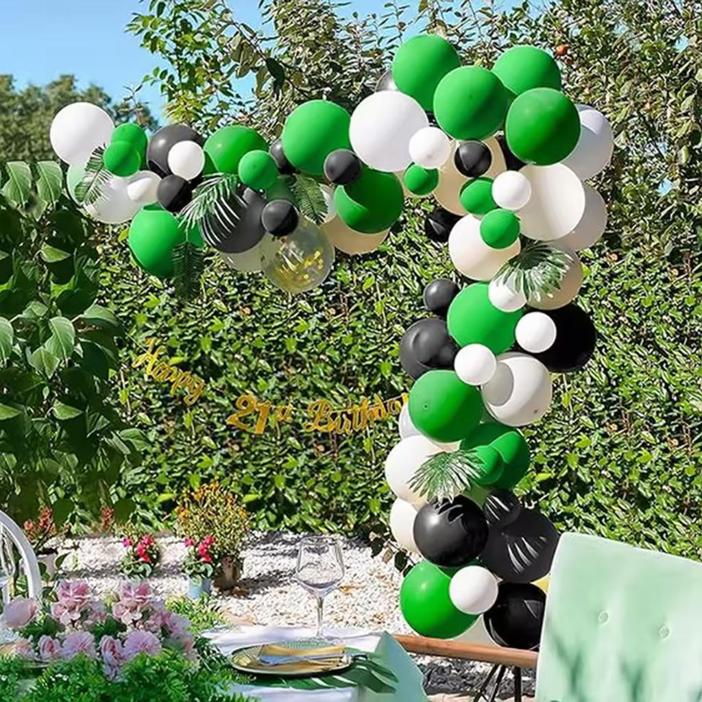20/49Pcs Mixed Color Decoration Balloons, Green, Black, And White Confetti Balloons Suitable For Celebrations, Themed Birthday