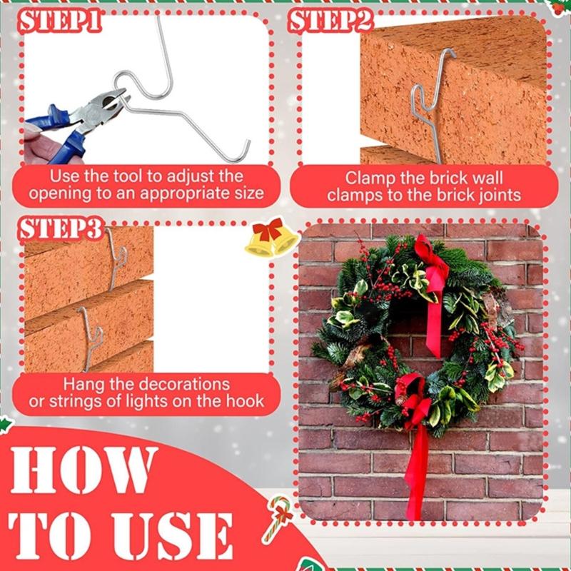 24 Pcs Heavy Duty Brick Hooks Corrosion Resistant Stainless Steel Outdoor Wall Mounting Clip for Decoration