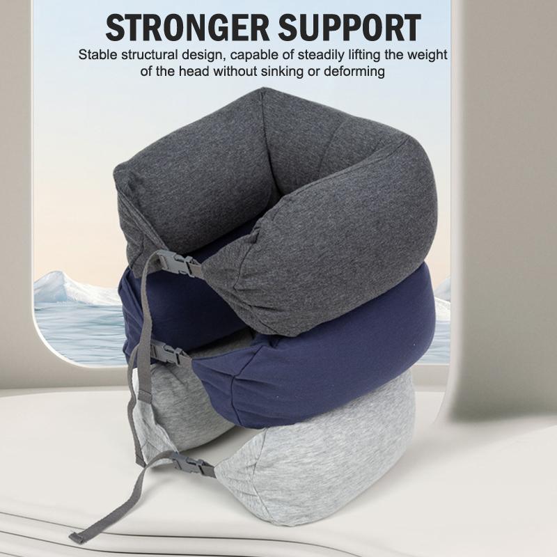 Neck Pillow Neck Support Breathable Stuffable U-Shaped Pillow With Hidden Zipper Adjustable Drawstring Neck Pillow For Travel