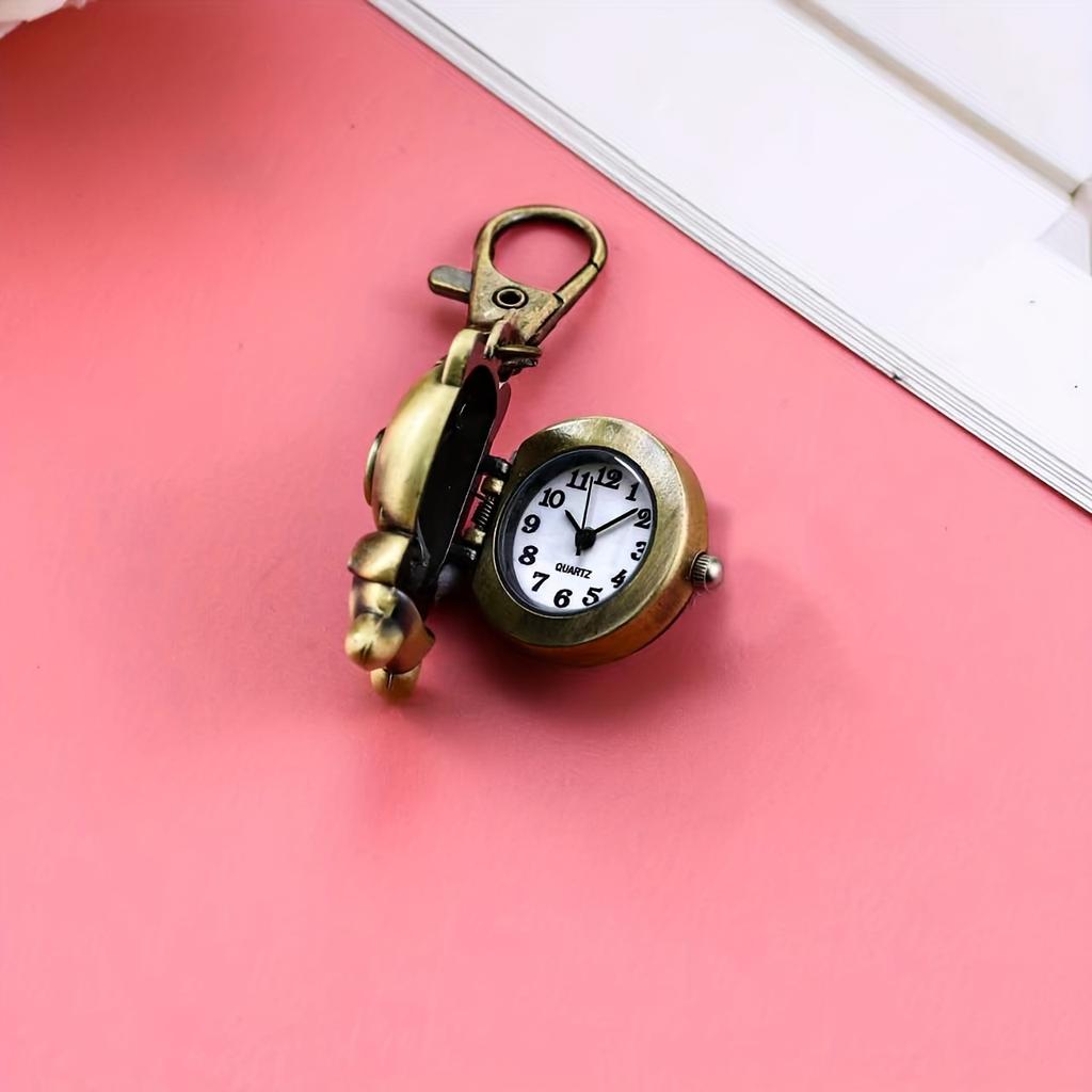 Piggy keychain watch hanging watch retro exam cartoon retro Piggy flip pocket watch backpack keychain for men and women