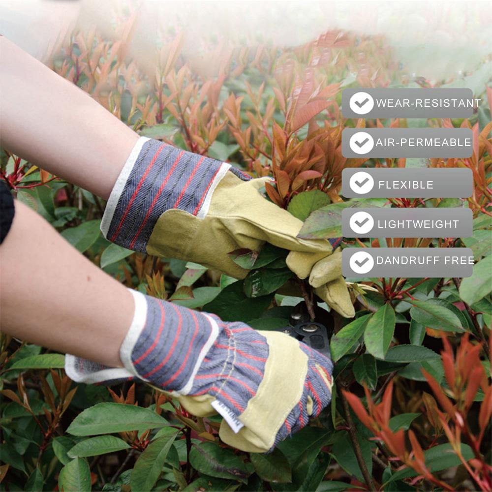 Safety Multi-Purpose Use Work Leather Gloves with Wear-resistant Air-permeable Lightweight Gardening Utility Leather Cuff Gloves
