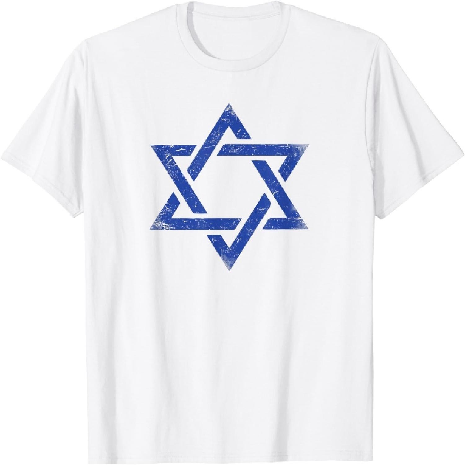 PiWine Флаг Израиля Израиль Еврейский Символ Звезда Давида Гордость Израиля Футболка 100% Хлопок Графическая Футболка Мужская Женская Унисекс S белый