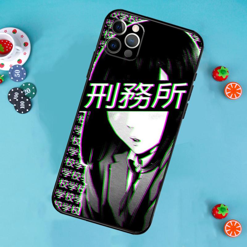 Sad Japanese Anime Aesthetic Phone Case For iPhone 17 Air 13 16 15 11 12 14 Pro Max 13 12 mini 15 16 Plus 16e Cover Funda