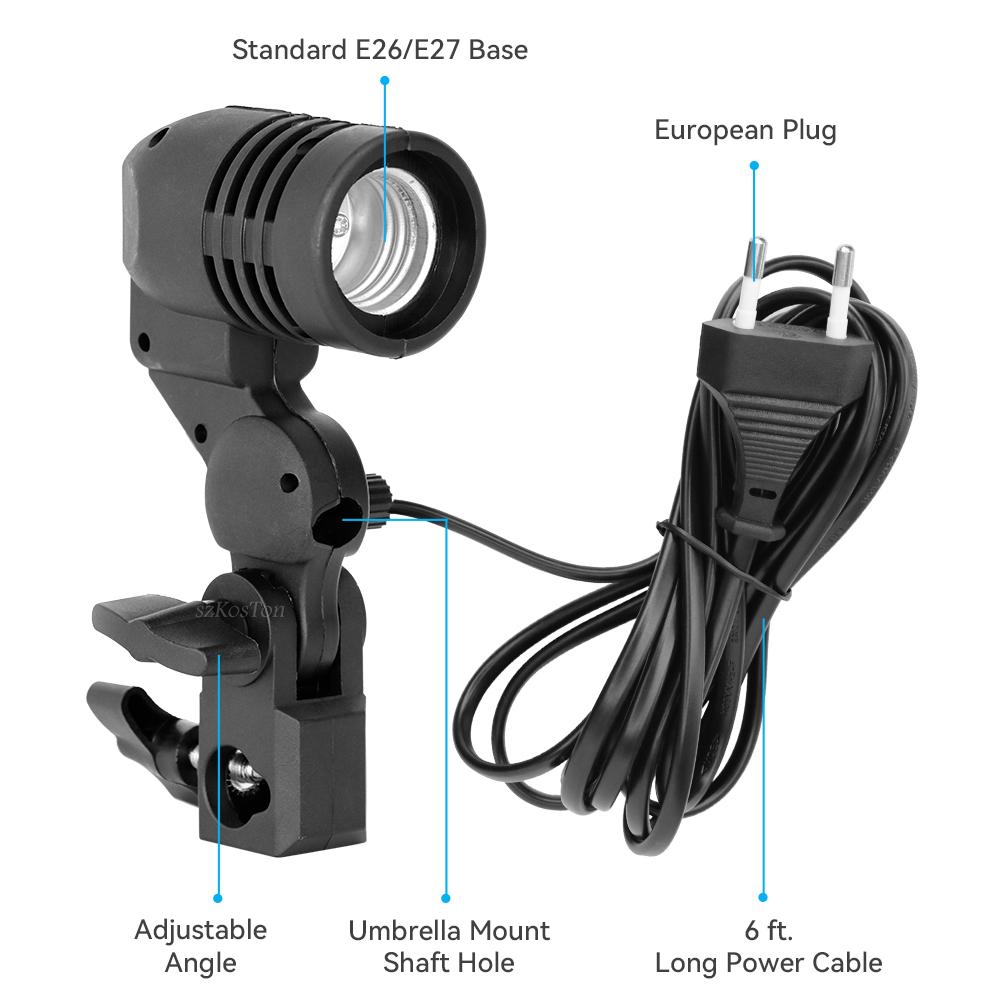 2PCS/1PC E27 Single Head Bulb Holder Socket Flash Umbrella Bracket Photo Lighting Bulb Holder For Photography Studio Accessories