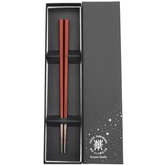 Kasyou Studio Kasei Workshop Urushi Healthy Chopsticks Red (Dishwasher Safe 21cm Pentagonal) Made Japan Kaga Handmade Craftsmen Gift Box Included