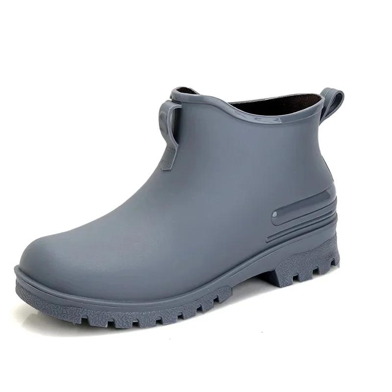 Fashion 2025 Fashionable Unisex Outdoor Waterproof Rain Boots Men's Lightweight Polyurethane Shoe Covers Round Toe Ankle Height Hombres
