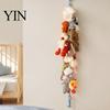 Mini Figure Storage Rack Stuffed Doll Cotton Hanging Chain, Wall Mounted Organizer with Hand Woven Toy Strap Metal Clips, Boho Display for Kids