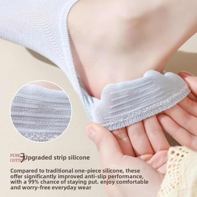 Cotton Socks, Boneless Spring and Summer Mesh Boat Socks, Sweat-absorbing and Breathable, Thin Invisible Summer Socks for Women